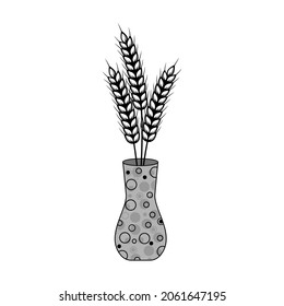 Ears of wheat in a vase. Vector illustration.