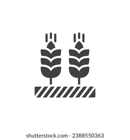 Weizenähren, Vektorsymbol. volles Flachzeichen für mobiles Konzept und Webdesign. Weizenähren-Glyphsymbol. Symbol für Feldfrüchte, Logo-Abbildung. Vektorgrafik