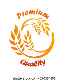 Ears of Wheat, Vector Illustration, Icon of Premium Quality Farm Product