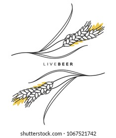 Ears of wheat. Vector illustration in a modern line style.