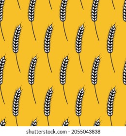 Ears of wheat vector seamless pattern. 