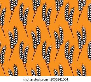 Ears of wheat vector seamless pattern.