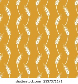 Ears of Wheat Vector Seamless pattern. Grain Spikes, Barley or Rye. Great for Wrapping Paper, Bread Packaging, Beer labels etc