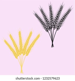 Ears of Wheat vector silhouette isolated