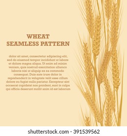 Ears of wheat vertical border seamless pattern for banners Vector illustration