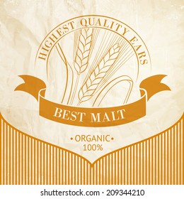 Ears of Wheat visual graphic icons, ideal for beer labels. Vector illustration.