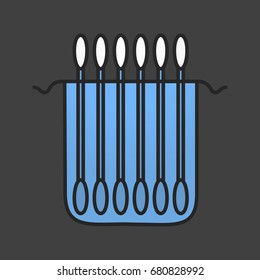 Earsticks package color icon. Cotton buds. Isolated vector illustration