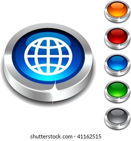   Conjunto de botões 3d da Terra. Ilustração vetorial.