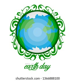 Earth with a 3d flat shape. Earth day. Vector illustration design