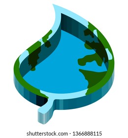 Earth with a 3d leaf shape. Earth day. Vector illustration design