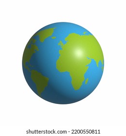 Earth 3d vector icon on white background. Trendy cartoon minimal style vector design. with world map. Geography, Ecology, Earth day, environment, globalization concept. Ui app element.