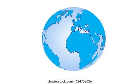 Earth 3D vector Illustrator. Blue and white.