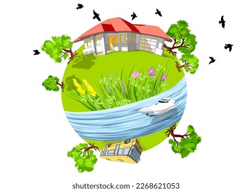 ilustración del vector abstracto de la tierra aislada en fondo blanco