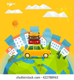 The Earth with abstract World map. Summer holidays concept