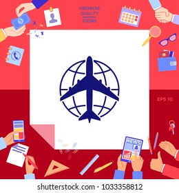 Earth and Airplane logo