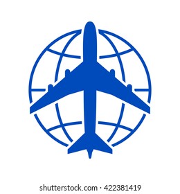 Earth and Airplane logo.