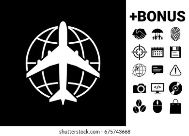 Earth and Airplane logo