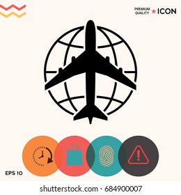 Earth and Airplane logo