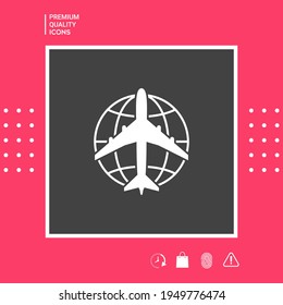 Earth and Airplane logo. Element for your design