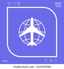 Earth and Airplane logo. Graphic elements for your design