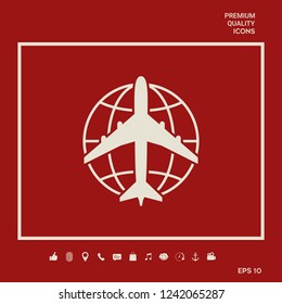 Earth and Airplane logo. Graphic elements for your design