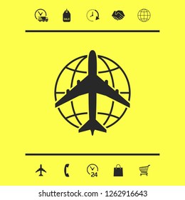 Earth and Airplane logo. Graphic elements for your design