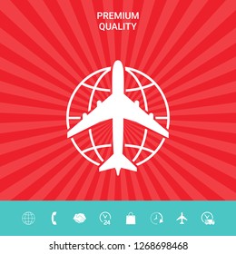 Earth and Airplane logo. Graphic elements for your design