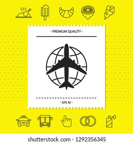 Earth and Airplane logo. Graphic elements for your design