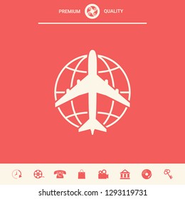 Earth and Airplane logo. Graphic elements for your design