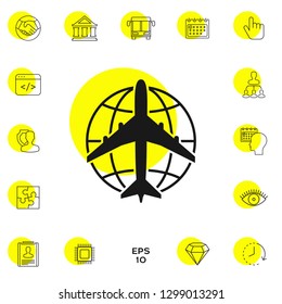 Earth and Airplane logo. Graphic elements for your design