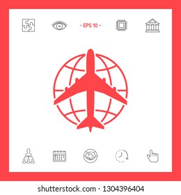 Earth and Airplane logo. Graphic elements for your design