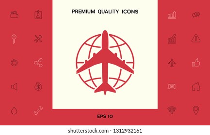 Earth and Airplane logo. Graphic elements for your design