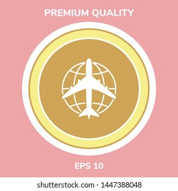 Earth and Airplane logo. Graphic elements for your design