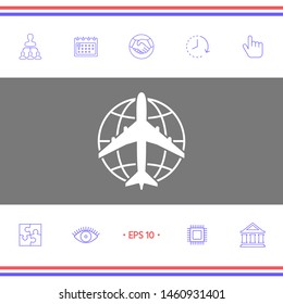 Earth and Airplane logo. Graphic elements for your design