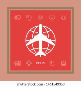 Earth and Airplane logo. Graphic elements for your design