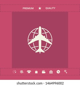 Earth and Airplane logo. Graphic elements for your design