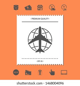 Earth and Airplane logo. Graphic elements for your design
