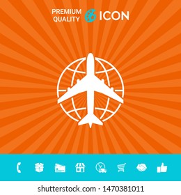 Earth and Airplane logo. Graphic elements for your design