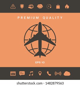 Earth and Airplane logo. Graphic elements for your design