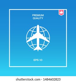 Earth and Airplane logo. Graphic elements for your design
