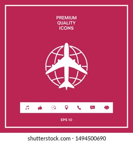 Earth and Airplane logo. Graphic elements for your design