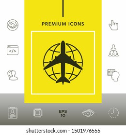 Earth and Airplane logo. Graphic elements for your design