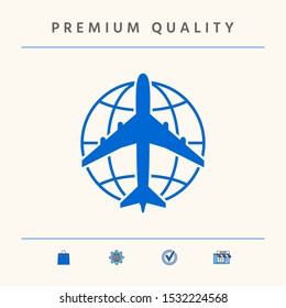 Earth and Airplane logo. Graphic elements for your design