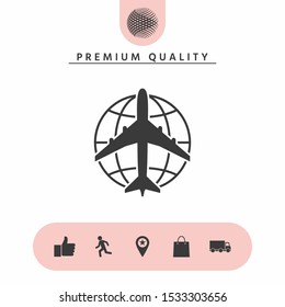 Earth and Airplane logo. Graphic elements for your design