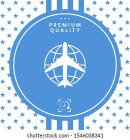 Earth and Airplane logo. Graphic elements for your design