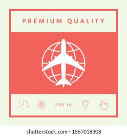 Earth and Airplane logo. Graphic elements for your design