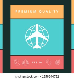 Earth and Airplane logo. Graphic elements for your design