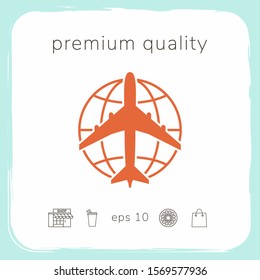 Earth and Airplane logo. Graphic elements for your design