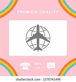 Earth and Airplane logo. Graphic elements for your design