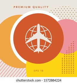 Earth and Airplane logo. Graphic elements for your design